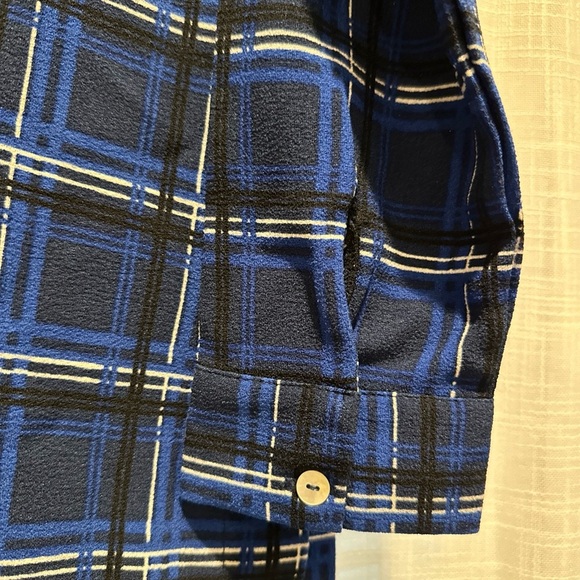 Mud Pie Women M Plaid Long Sleeve Tunic Top V Neck Blue Fall Winter Wear Causal - Picture 4 of 10